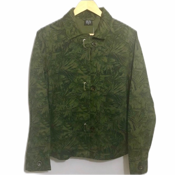 UO Denim Jacket Olive Green Palm Print BDG Brand M - Picture 3 of 8